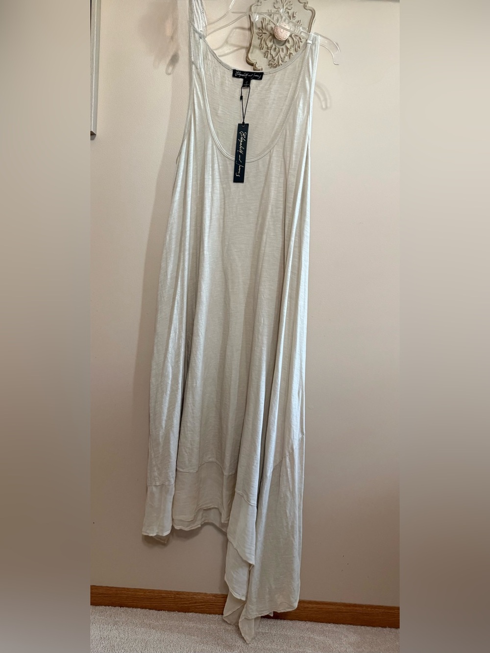 NWT Elizabeth & James Cream Adrienne Maxi Cotton Dress with Ruffle Trim Sz S